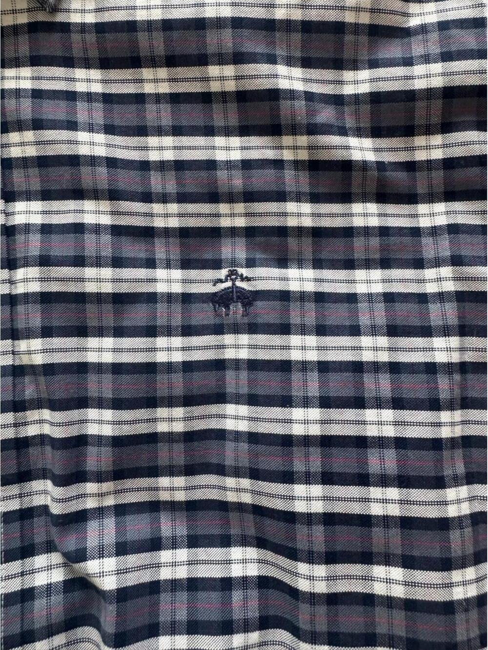 Brooks Brothers XL Plaid Button Down Shirt Non Iron Stretch Cotton Blue White Me - Picture 5 of 6
